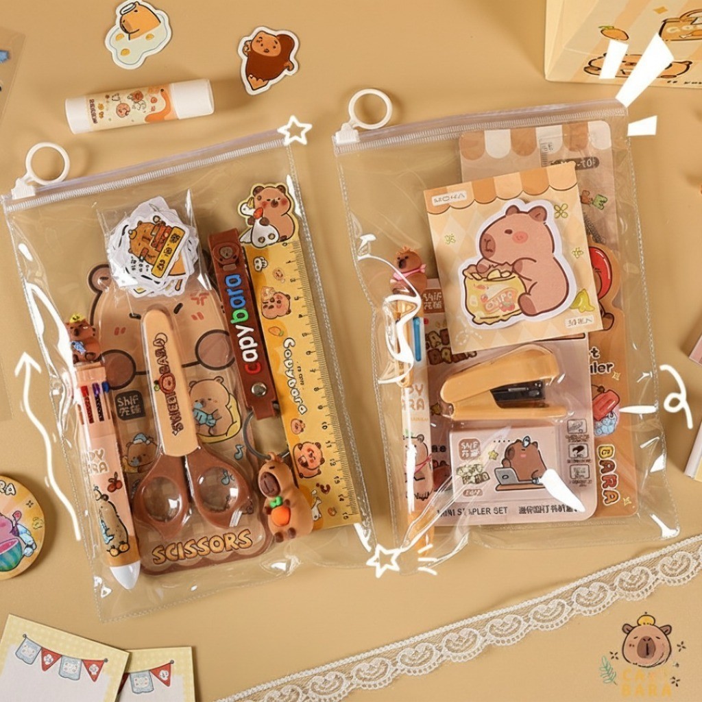 POPmaker Shop Set Alat Tulis Capybara Choco Cute - Gambar 2