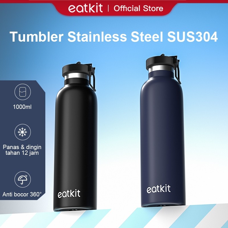 Eatkit Tumbler Stainless 1000ml Botol Minum Olahraga Tahan Panas Dingin Thermos Vacuum SUS 304