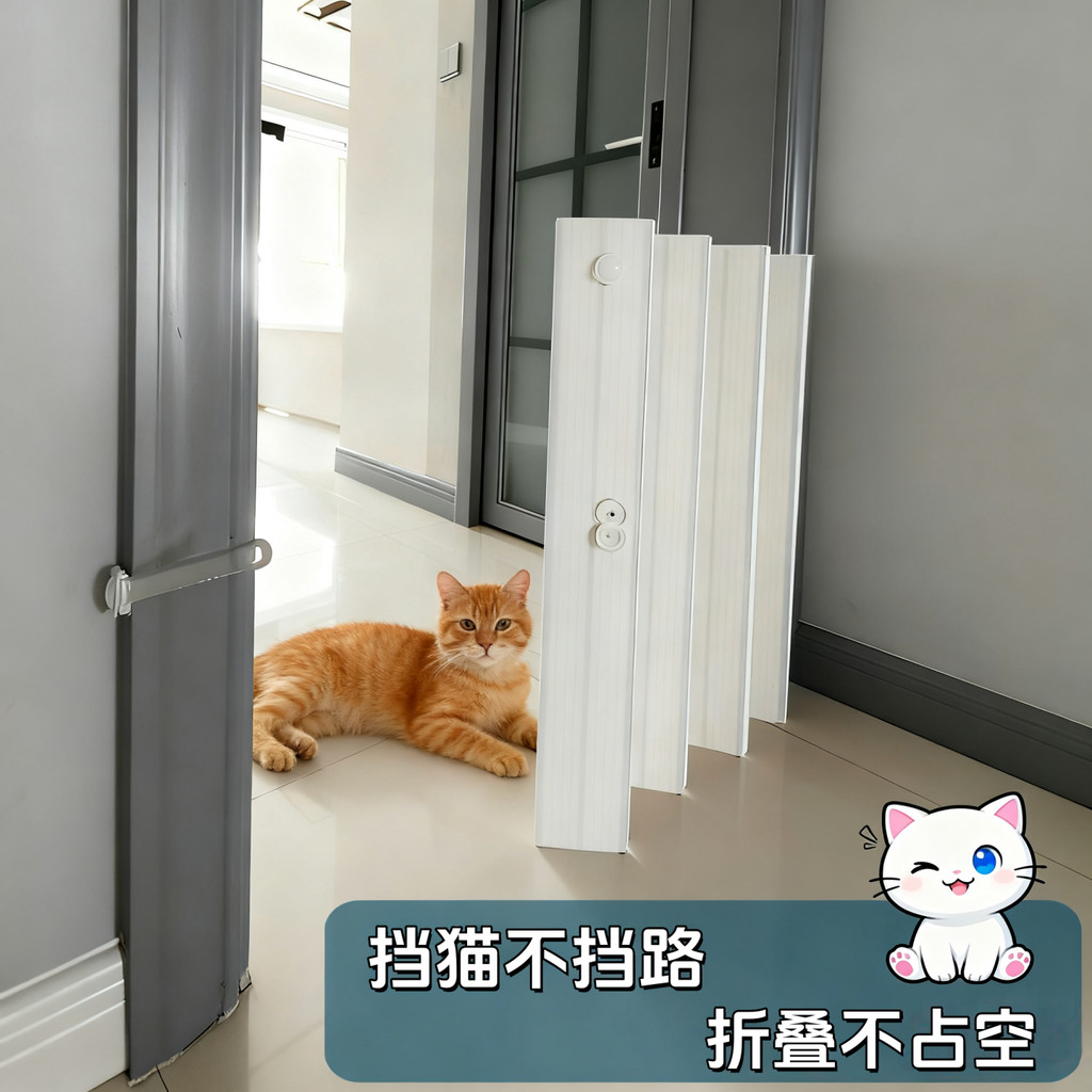 PVC Punch-free Folding Cat Barrier Fence Door Pet Anti-jumping Fence ...