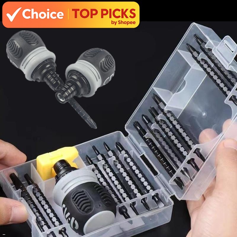 26-in-1 Magnetic Ratchet Screwdriver Set – Short Handle, Multi-Purpose ...