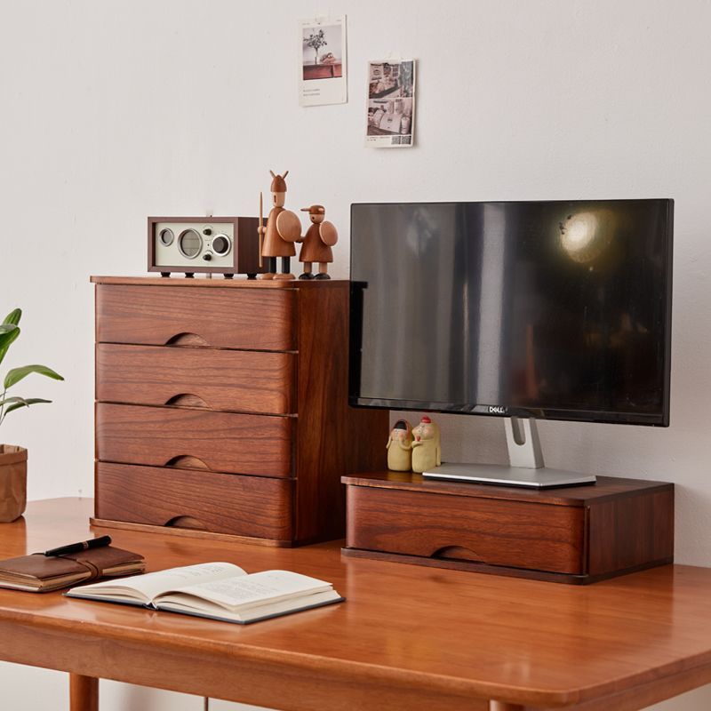 [48H Shipping] Solid Wood Desktop Storage Box Wooden Drawer Computer ...