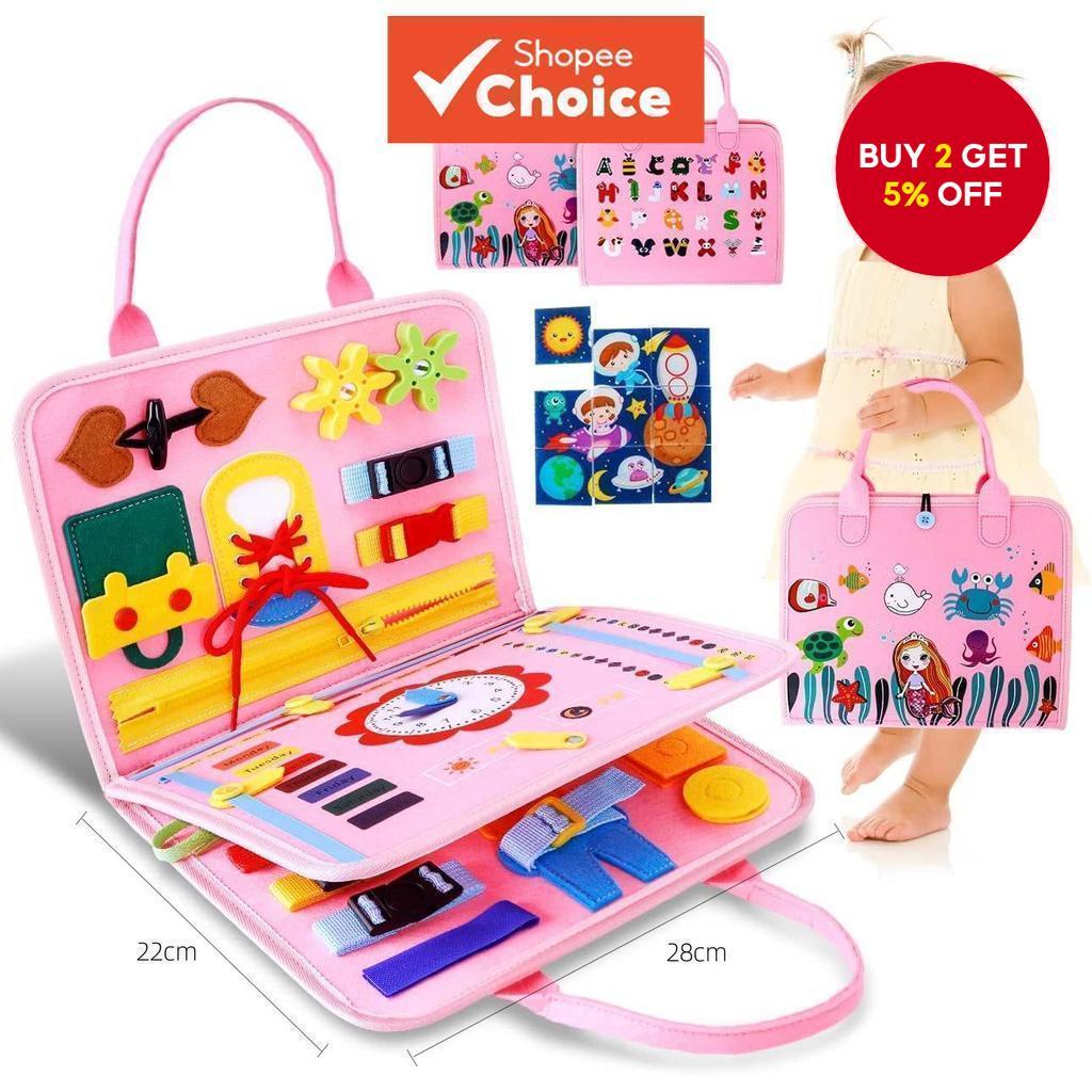 Montessori Busy Board - Sensory Life Skills Activity Toy With Zipper ...