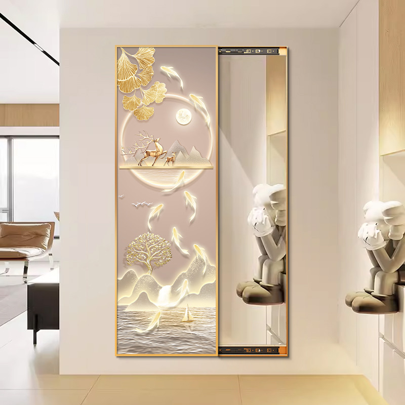 Light Luxury Cream Style Hidden Full-Length Mirror, Push-Pull Closure ...