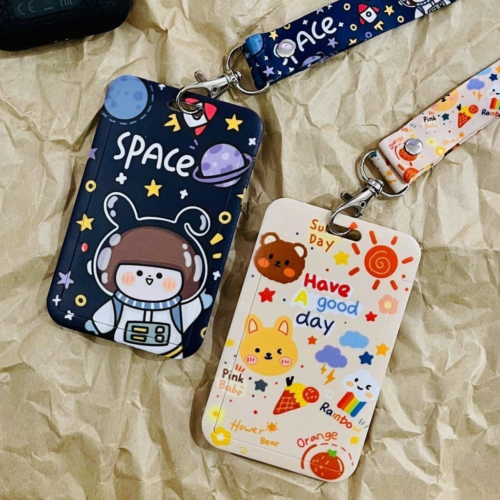 POPmaker ID Card Holder Astronot Kawaii Praktis - Gambar 2