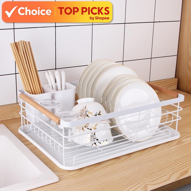 Multipurpose Dish Rack – Metal Dish Drainer with Drain Tray for Plates ...