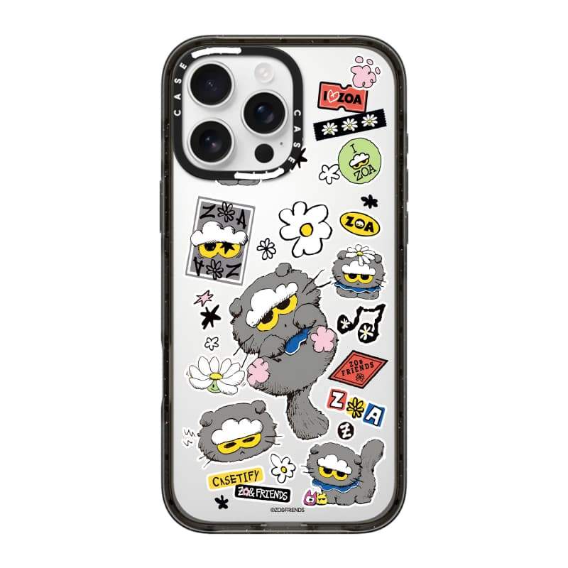 CASECASE X ZO&FRIENDS ZOA Sticker Case Black Edge Clear Hard