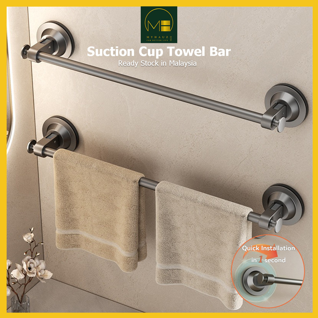 Suction Cup Towel Bar Aluminum Towel Rack Strong Weight Bearing ...