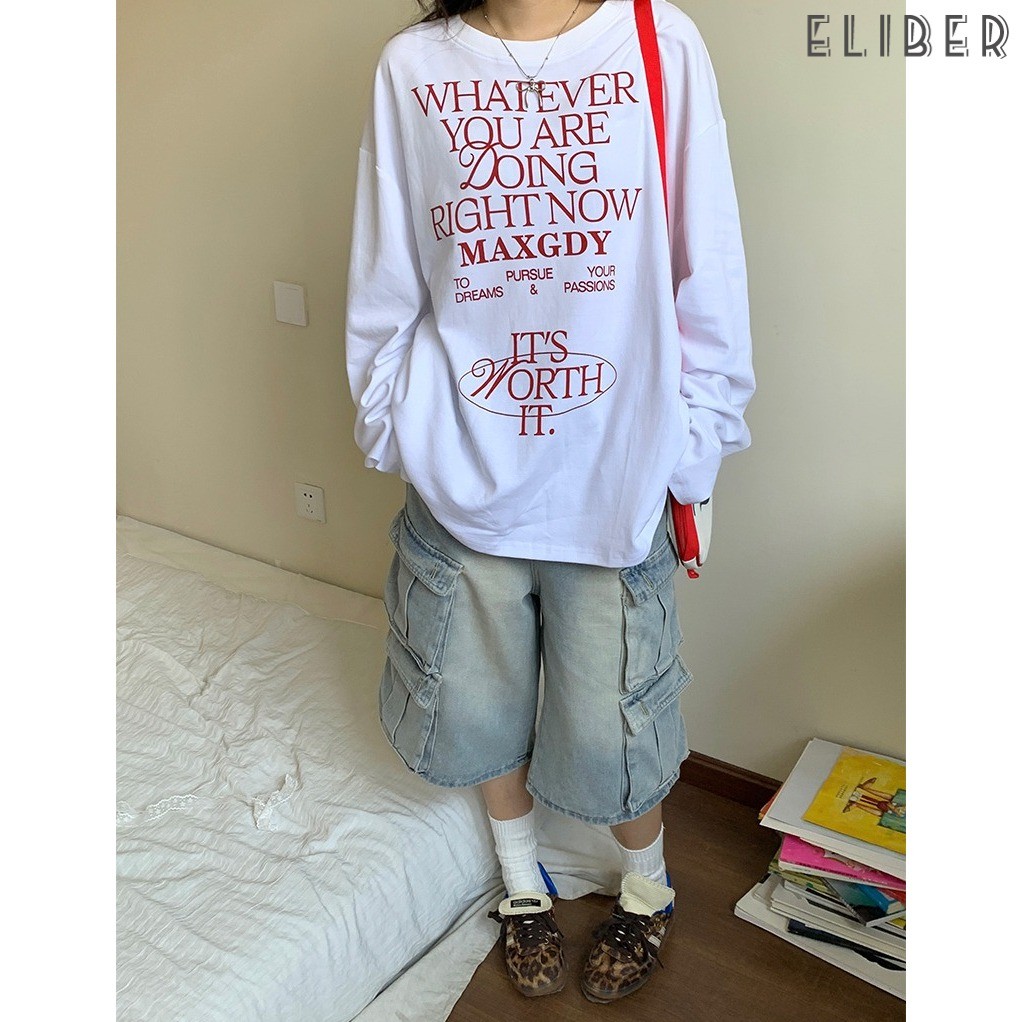 ELIBER- American Classic Washed Straight-Leg Work Outfits Women's Wide ...