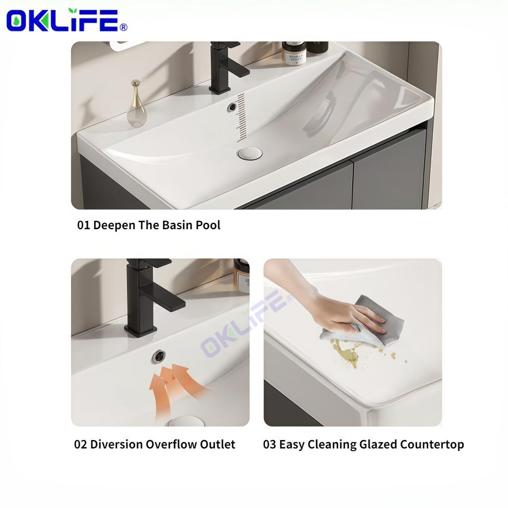 Honeycomb Aluminum Bathroom Vanity with Tissue Slot and Integrated Ceramic Basin view 8