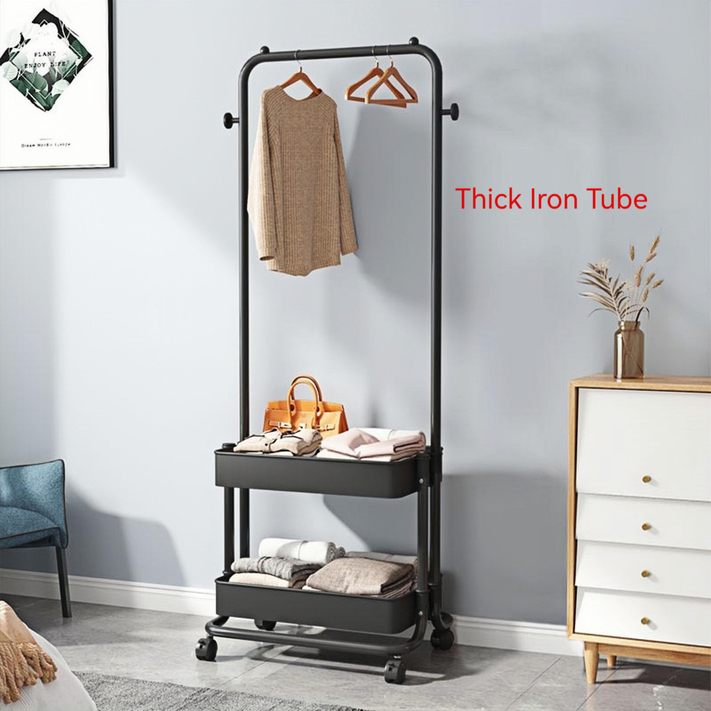 Clothes Rack Set Bedroom Heavy-Duty Coat Stand Clothes Hanger Home Use ...