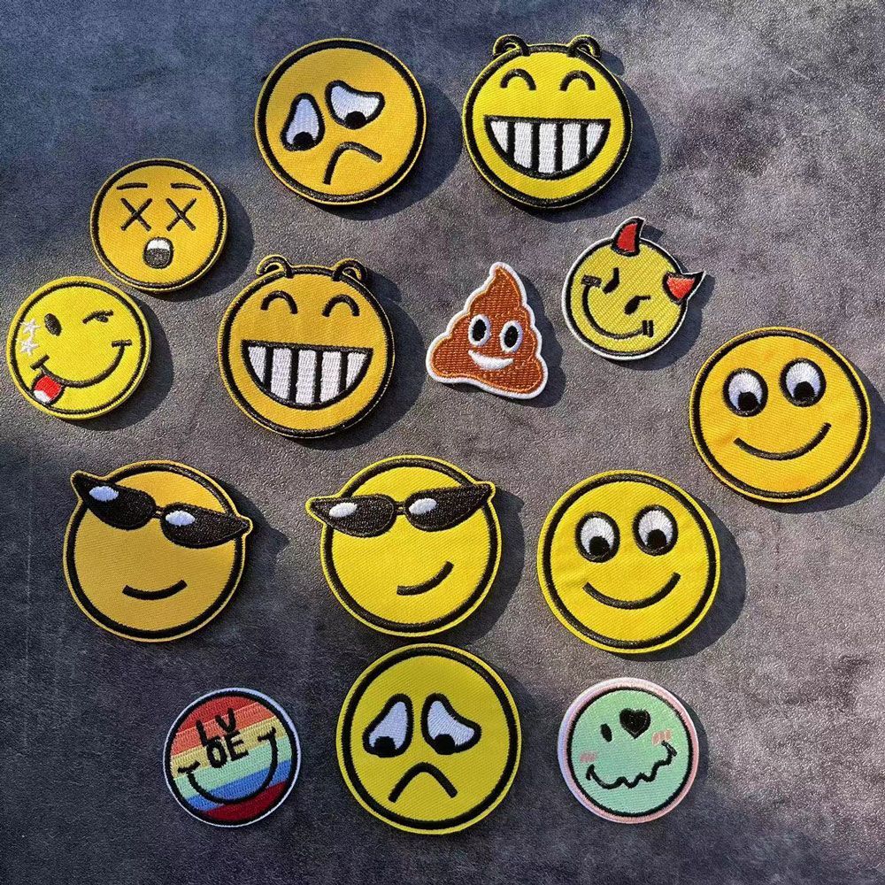 [Custom Velcro patch]Funny expression embroidery funny smiley face 3D ...