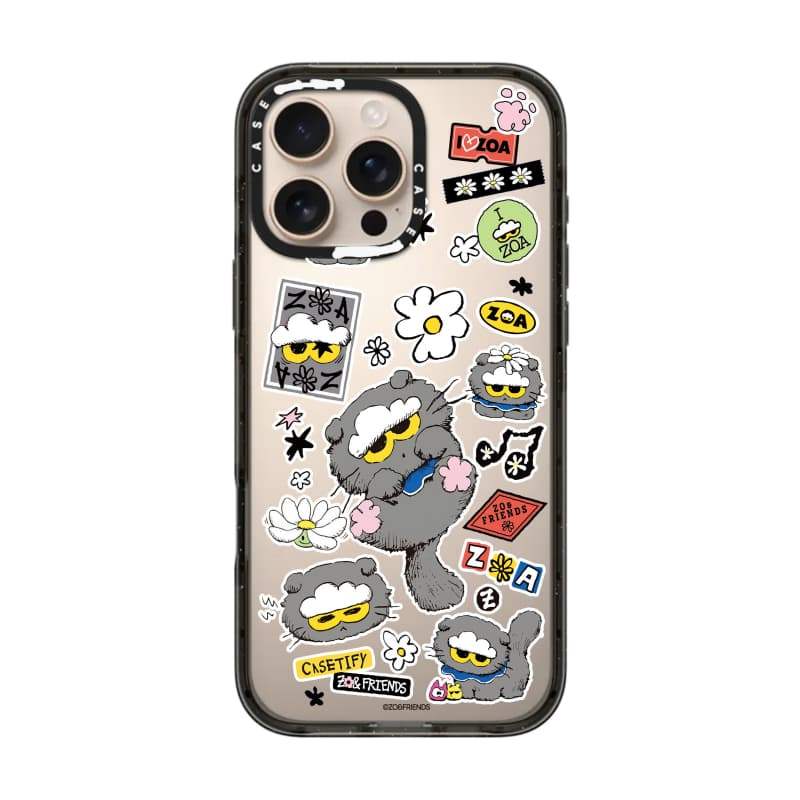 CASECASE X ZO&FRIENDS ZOA Sticker Case Black Edge Clear Hard