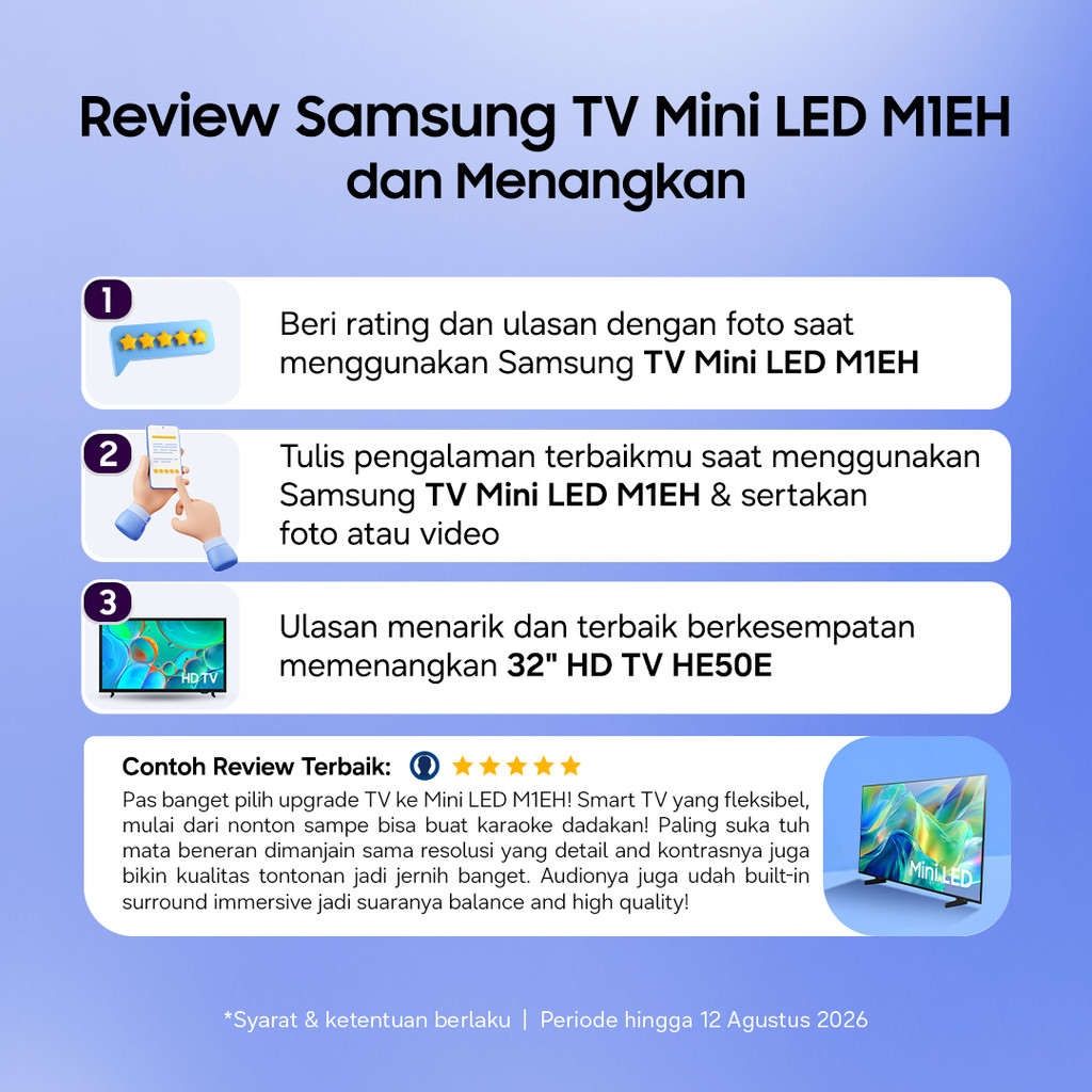 Samsung 43" Mini LED M1EH Samsung Vision AI Smart TV (2026) - Gambar 2