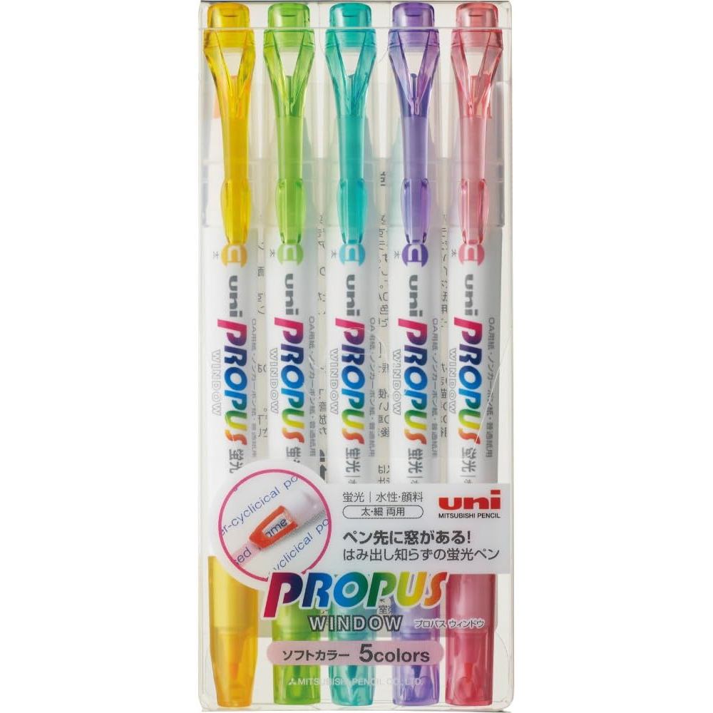 uni Mitsubishi Pencil Highlighter Propass Window Soft Color 5 Colors ...