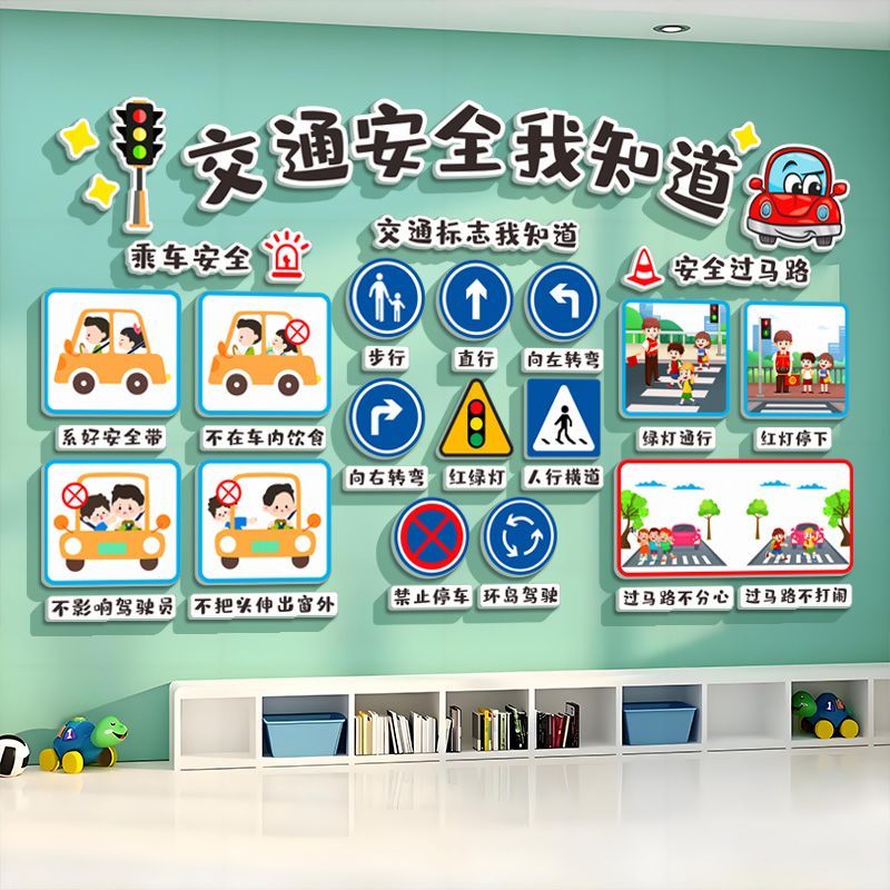 Traffic Safety Rules Educational Food Safety Stickers Kindergarten Wall ...