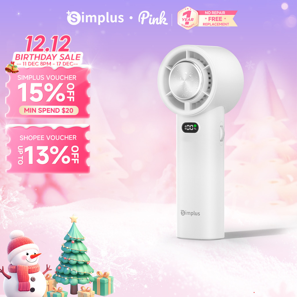 Simplus Pink Mini Handheld Fan | High Speed | Ice-Cooling Compress ...