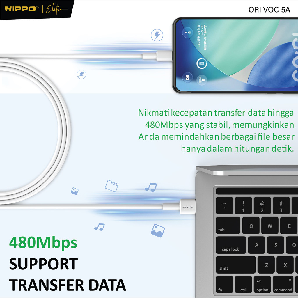 Hippo Elite Kabel ORI - SVC Micro 5A OPPO Super VOOC - Gambar 4
