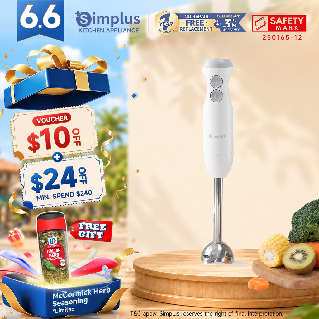 Simplus Kit Handheld Immersion Blender丨4-In-1丨Two Large Jugs丨Stainless ...