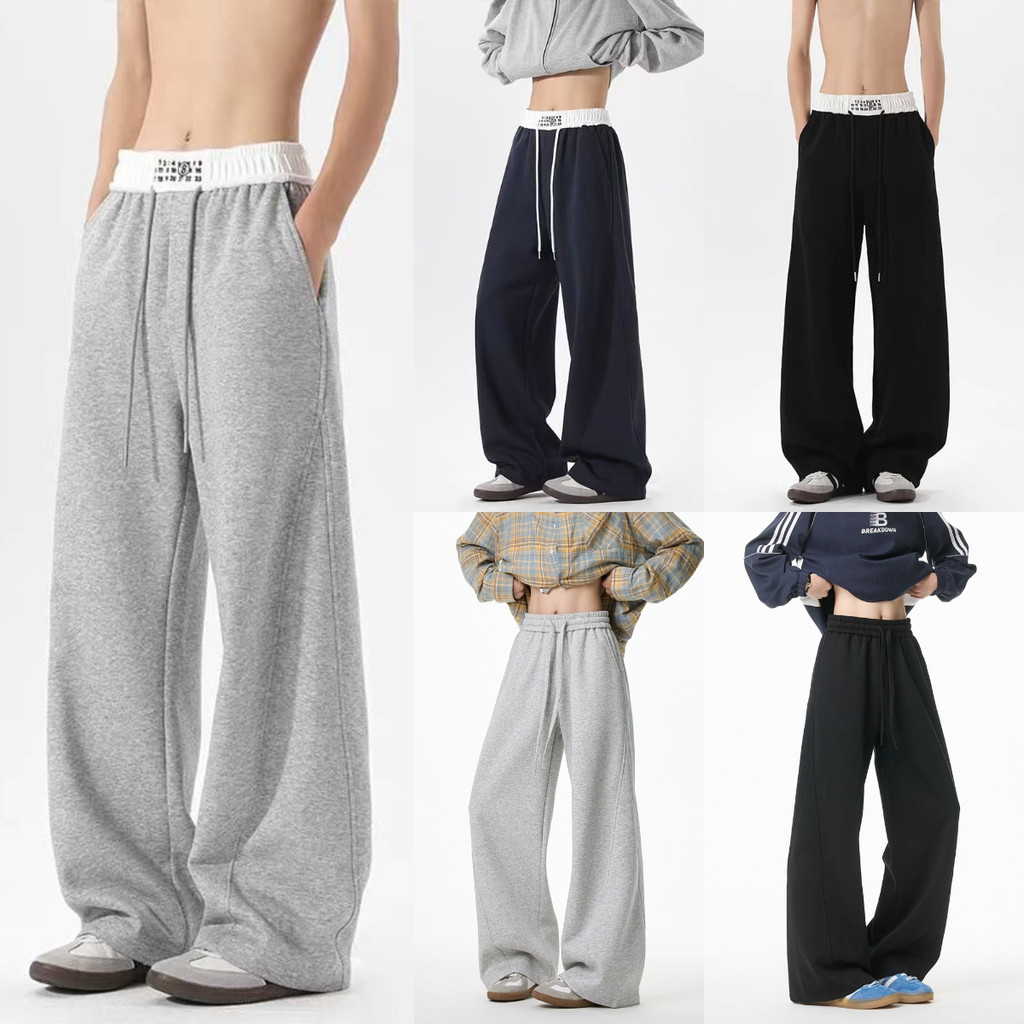 EECHO Unisex Curved Blade Wide Leg Sweatpants Men's Daily Sport