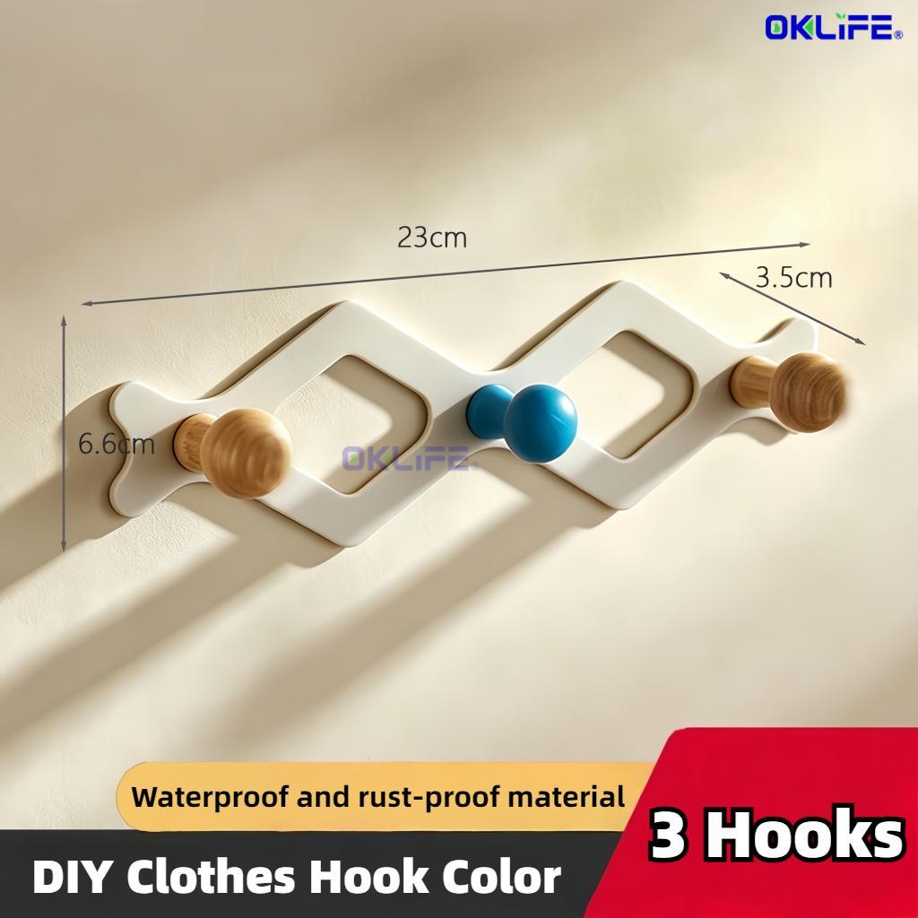 Punch Free Heavy Duty Adhesive Wall Hooks Colorful Fixed Knob Design Stylish Organizer for Clothes Bags view 11