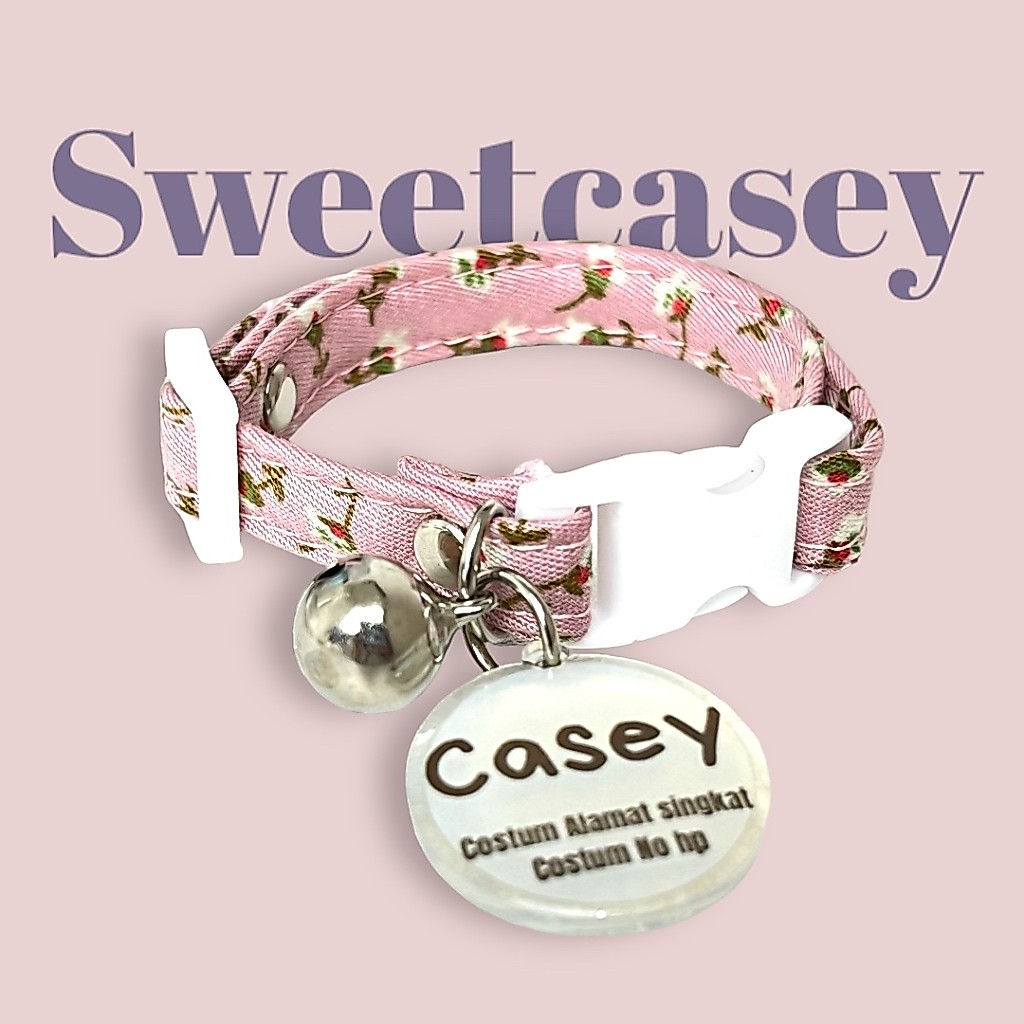 FLOWERS CAT NECKLACE FREE NAME/KALUNG KUCING CUSTOM NAMA - Gambar 2