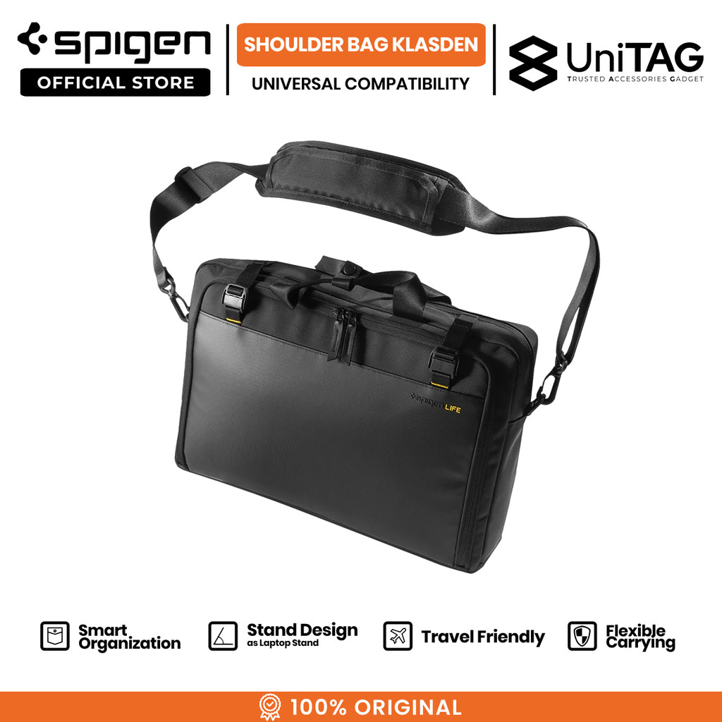 SPIGEN Tas Selempang Bahu Laptop Business Bag Life Klasden Travel Friendly Black Sleeve