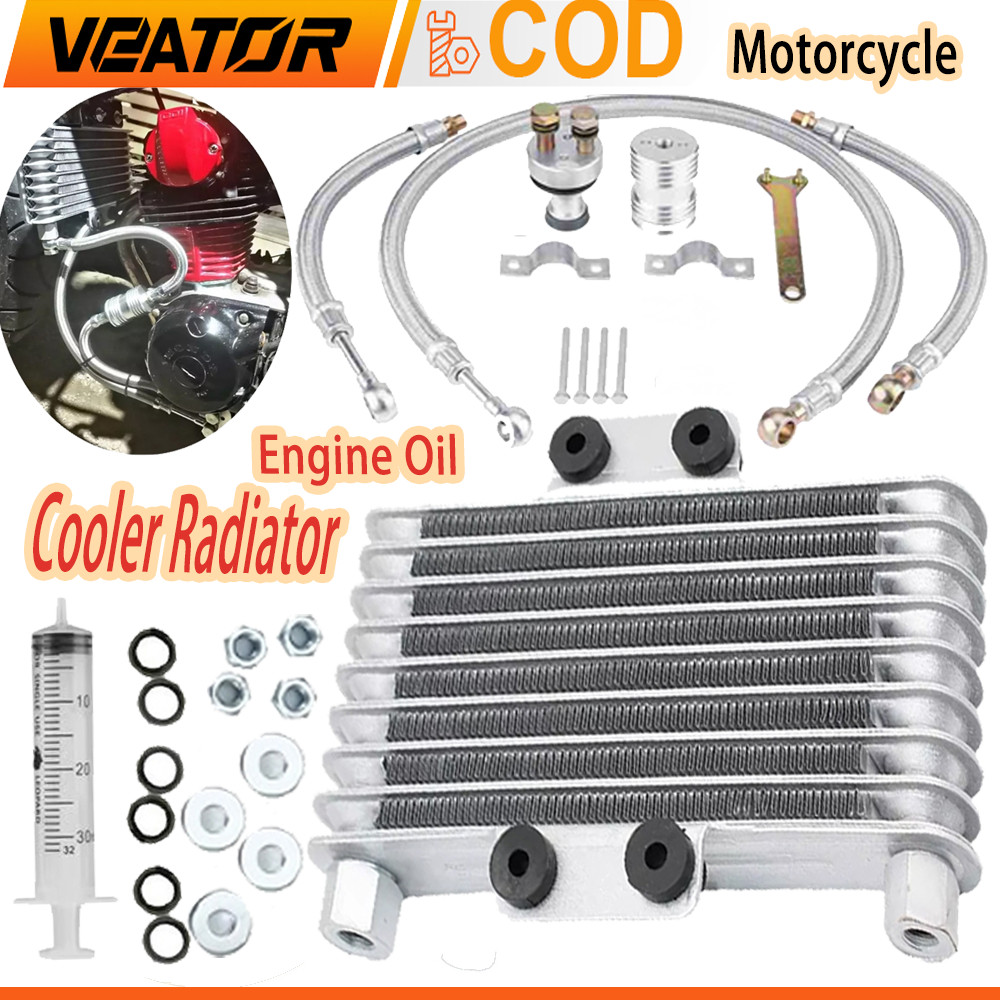 Motorcycle Oil Cooler Engine Cooling Radiator System Kit For Honda CB ...
