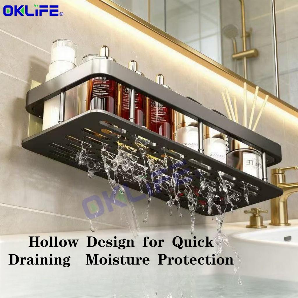 Anti-Rust Aluminum No-Drill Shower Caddy with Towel Hooks view 4
