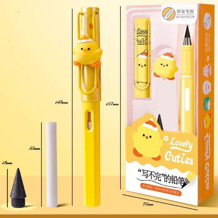 Pensil Eterna Abadi Tahan Lama Kuat Tidak Patah dengan Refill dan Penghapus - HB 0,5mm - 4 Warna - Kuning - Blue - Gambar 3