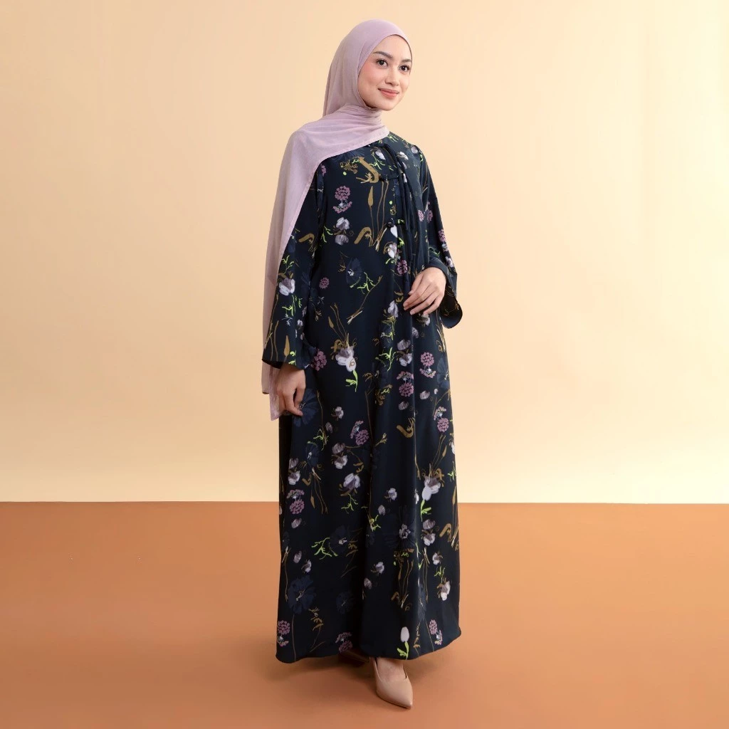 Lozy Hijab - Amora Abaya Dress (Gamis Cheongsam Dress Haji dan Umrah Bahan Poly Twisted Print) - Gambar 3
