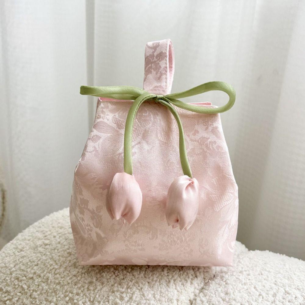 SILKLYN Small Bucket Wrist Bags Elegant Handheld With Flowers Washable ...