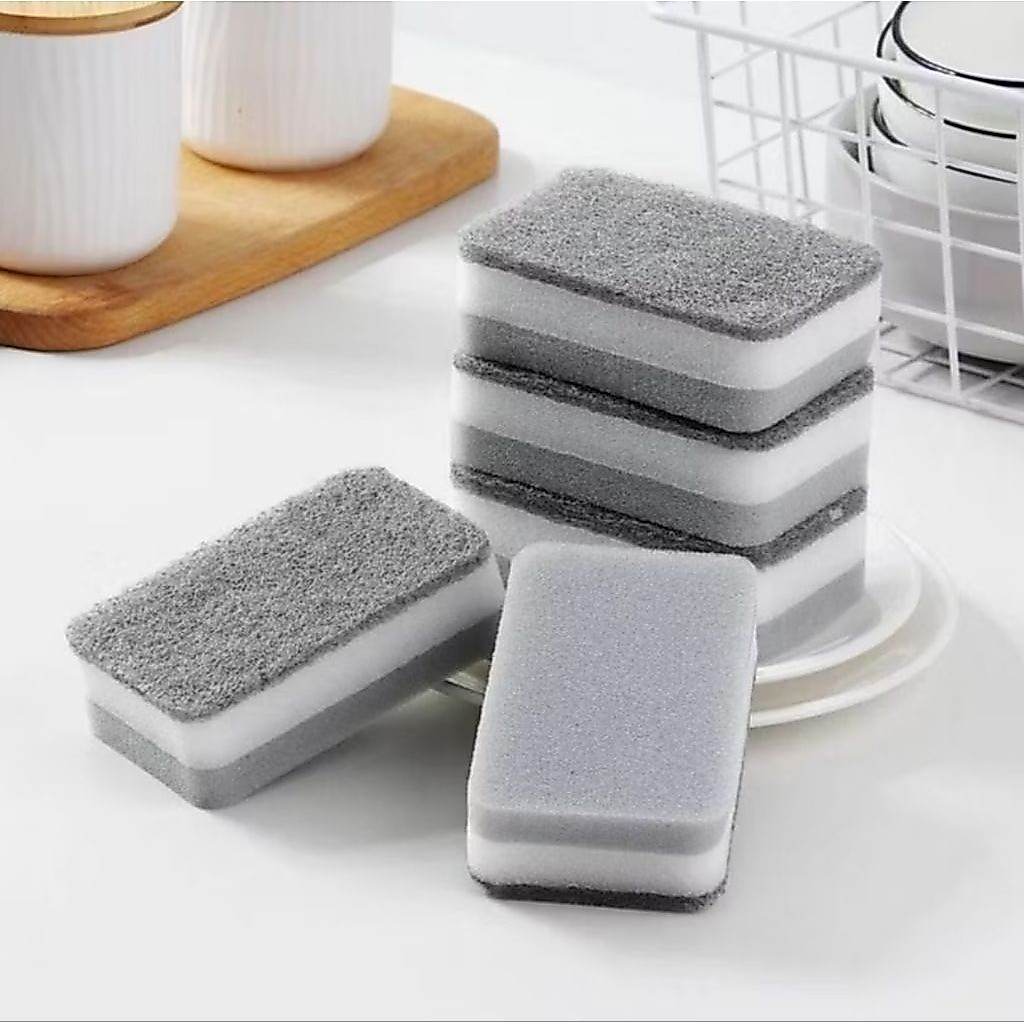 1PCS Spons Cuci Piring Dua Sisi Sponge Panci Busa Penghilang Kerak Minyak Spon Double Side A135 - Gambar 2