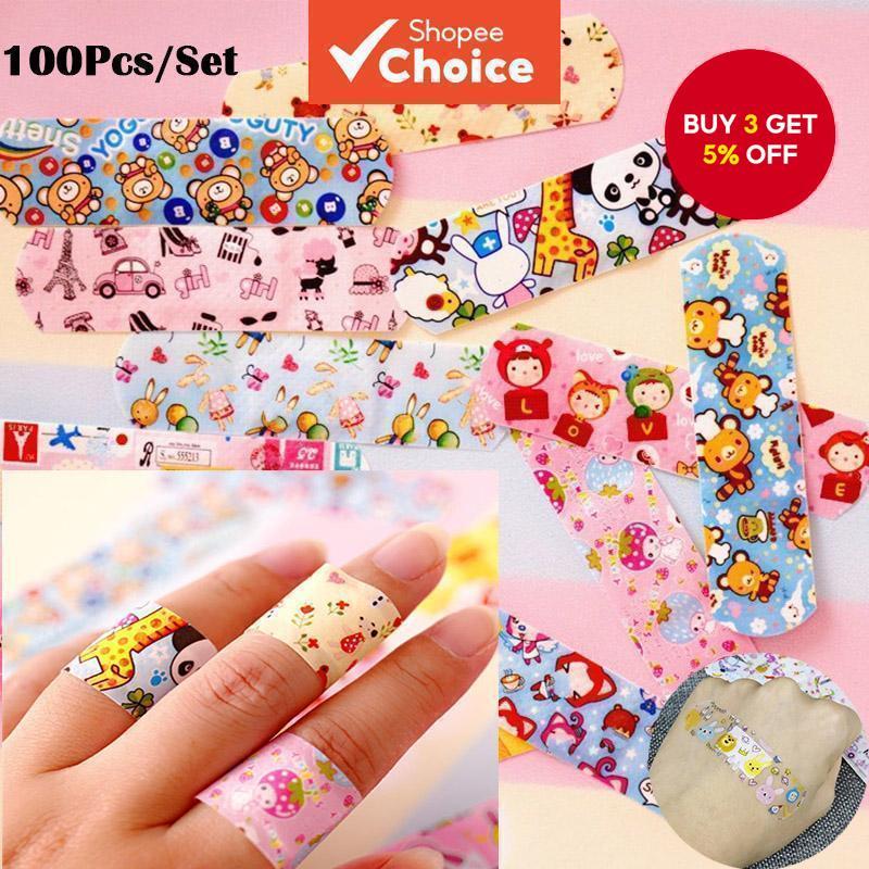 100pcs/Set Cute Cartoon Band Aid Hemostasis Adhesive Bandages First Aid ...