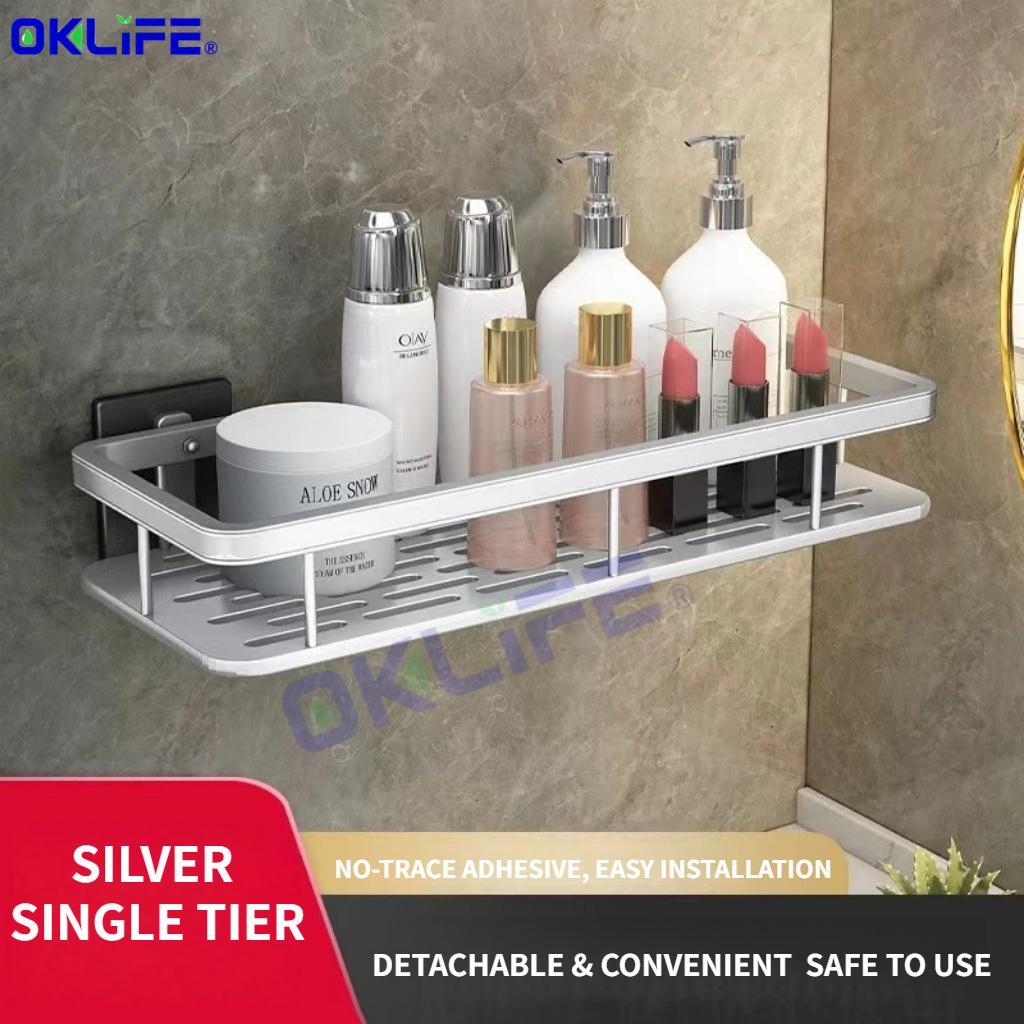 Anti-Rust Aluminum No-Drill Shower Caddy with Towel Hooks view 12