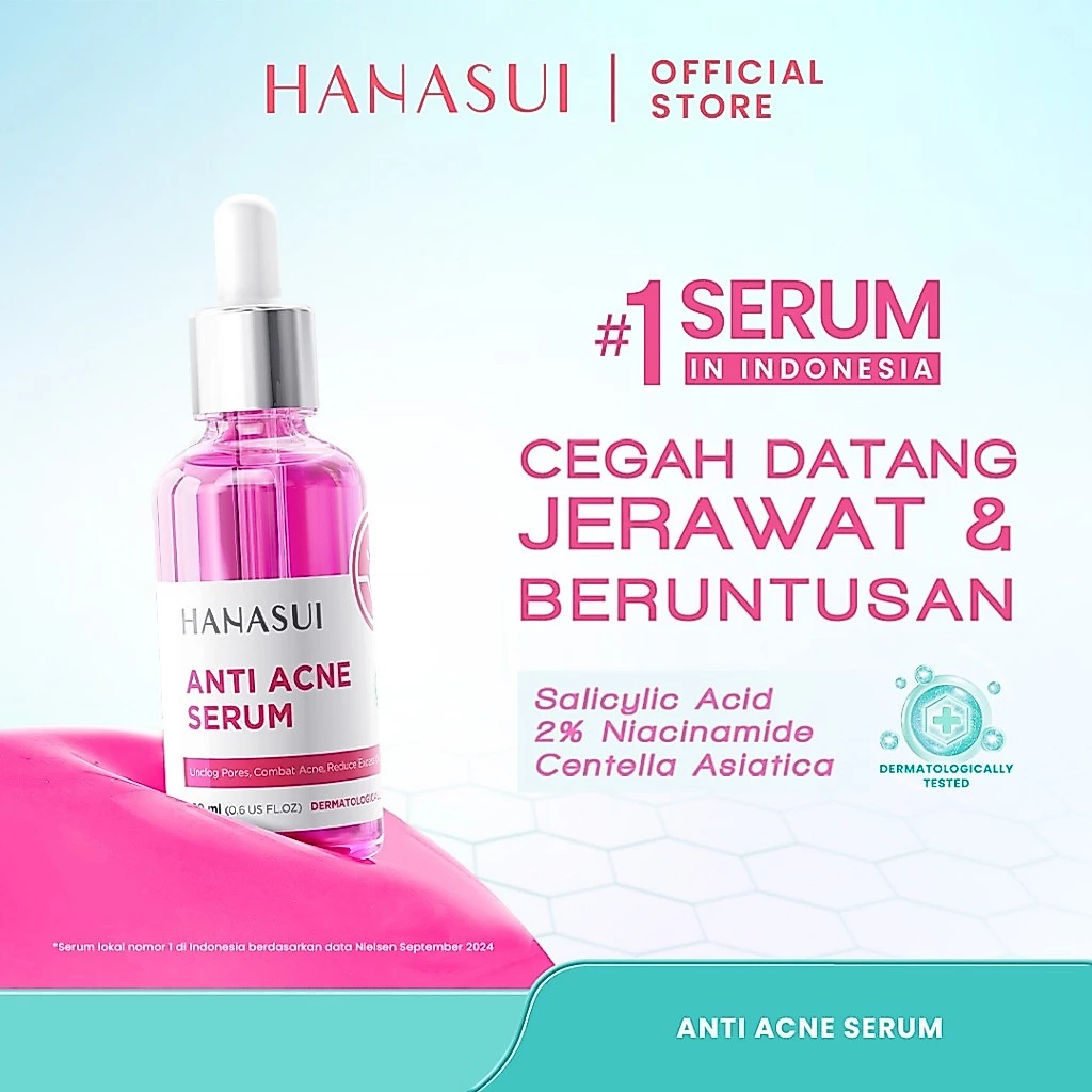 Hanasui Anti Acne Serum - Jerawat & Beruntusan Menenangkan dengan Centella Asiatica Salicylic Acid & Niacinamide