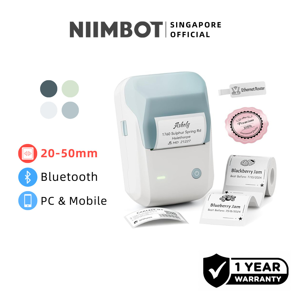 NIIMBOT Label Printer B1 20-50mm Inkless Wireless Bluetooth Thermal ...