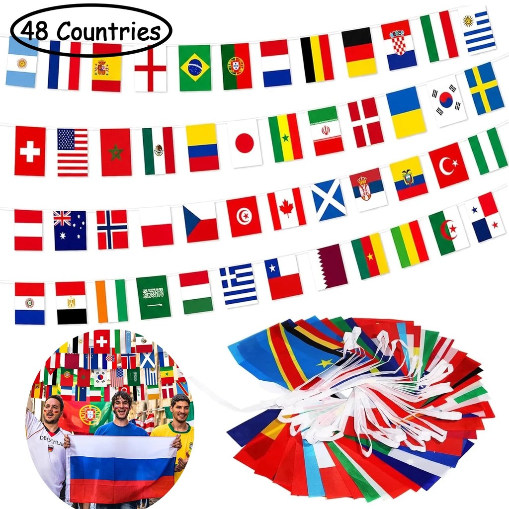 1Set 48 flags String Flag Countries Around The World Nations Flag 48 ...