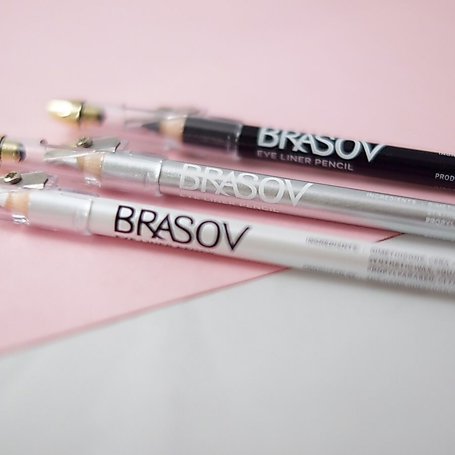 BRASOV Eyeliner Pencil Pensil Black - White - Silver / Merah Jingga Official - Gambar 4