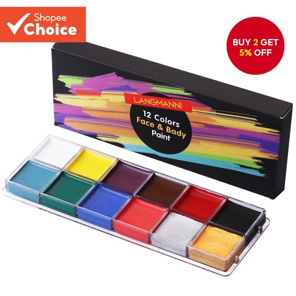 LANGMANNI 12-Color Face & Body Paint Palette - Highly Saturated, Ideal ...