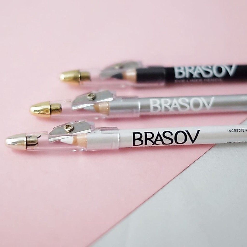 BRASOV Eyeliner Pencil Pensil Black - White - Silver / Merah Jingga Official - Gambar 3