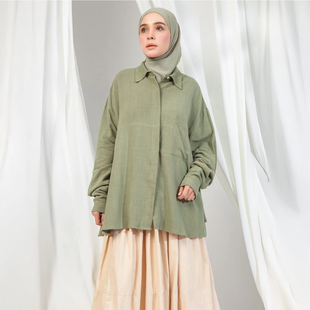 Lozy Hijab - Mida Shirt Lozy x Hamidah (Atasan Polos Bahan Linen Premium) - Gambar 4