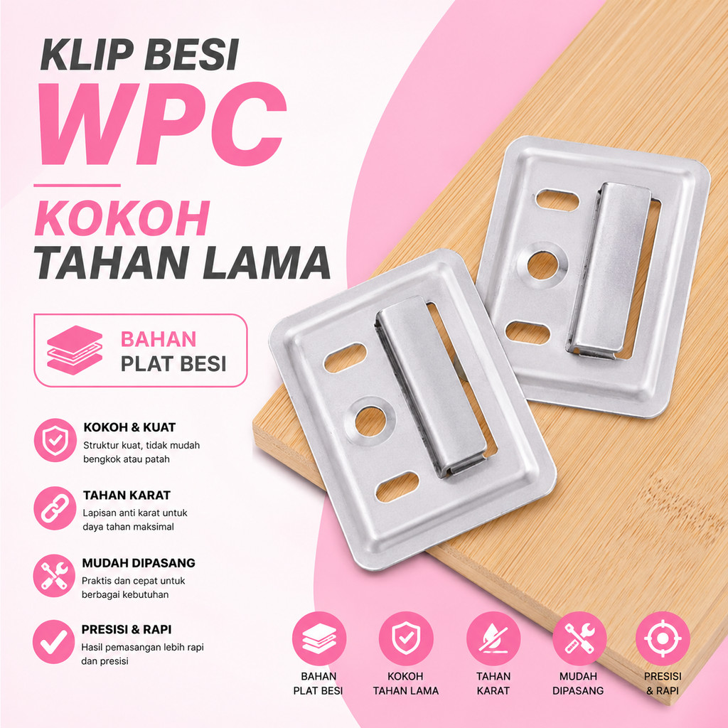 1PCS Klip Besi Wallpanel WPC Buckle Bracket Clip Cantolan Pengait Wood Dinding Panel Braket A088