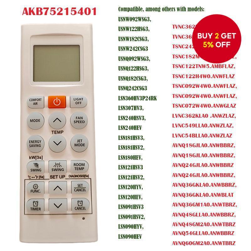 Air Conditioner Remote Control with Jet Mode AC for LG AKB75215401 ...