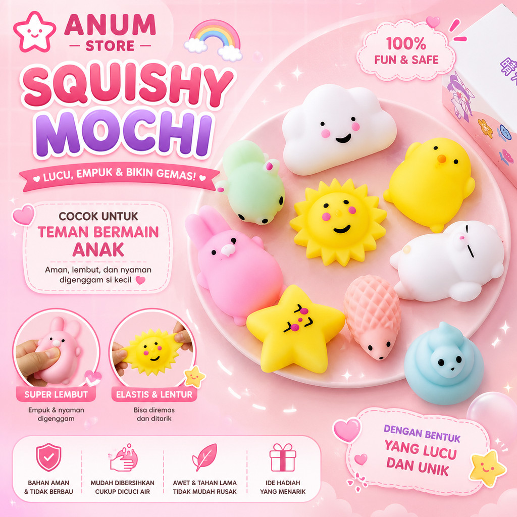 1PCS Squishy Mini Mochi Motif Hewan Jelly Mainan Anak Pencet Squeeze Kartun Karakter Animal Lucu A152