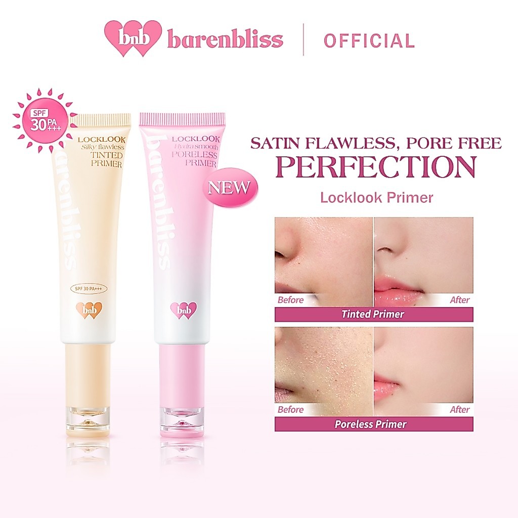 BNB barenbliss Locklook Silky Flawless Tinted & Hydra Smooth Poreless Primer / Merah Jingga Official - Gambar 2