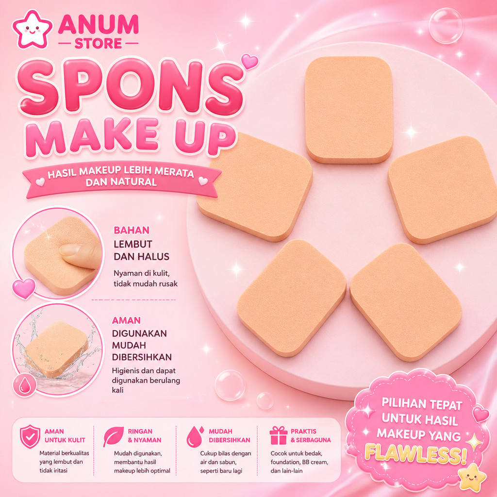 1PCS Spons Make Up Wajah Bedak Lembut Kotak Aksesoris Makeup Spon Dandan Alat Berdandan Sponge Powder Puff Foundation Applicator A029