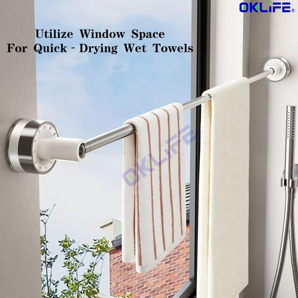 Space Saving Rotatable Suction Towel Bar Punch Free Removable Wall Rack For Bathroom Laundry Room Use view 9