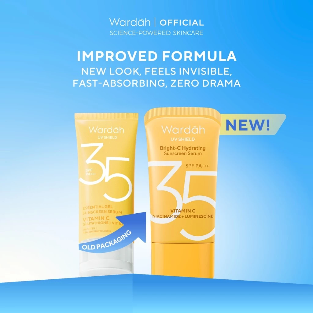 NEW FORMULA AND PACKAGING! Wardah UV Shield Bright-C Hydrating Sunscreen Serum SPF 35 PA+++ Sunscreen 0% Alkohol dengan Vitamin C + Niacinamide Brightening Glow Tekstur Ringan Tidak Lengket Melembabkan Semua Jenis Kulit - Skincare - Gambar 4