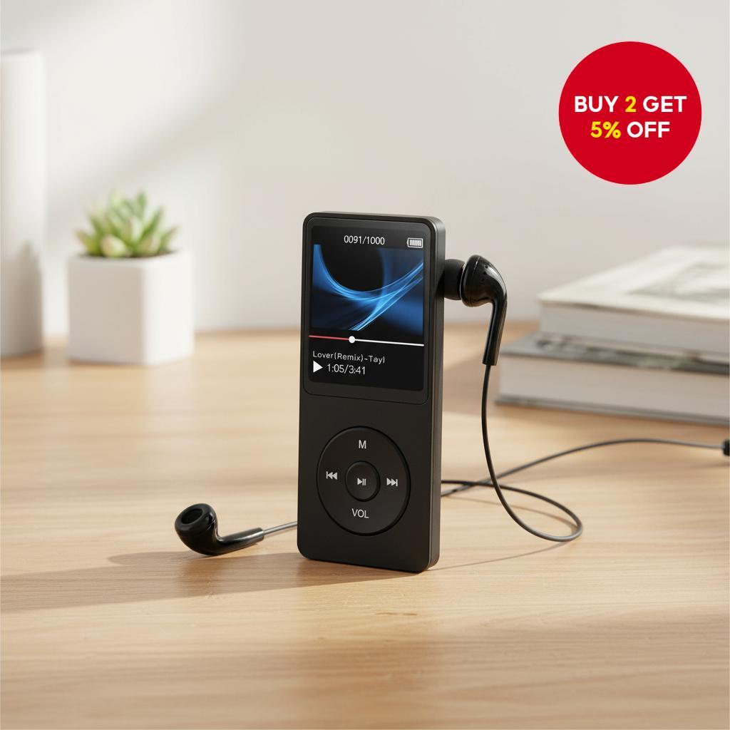 Portable MP3/MP4 Player with 128GB Support, Bluetooth, Digital Display ...