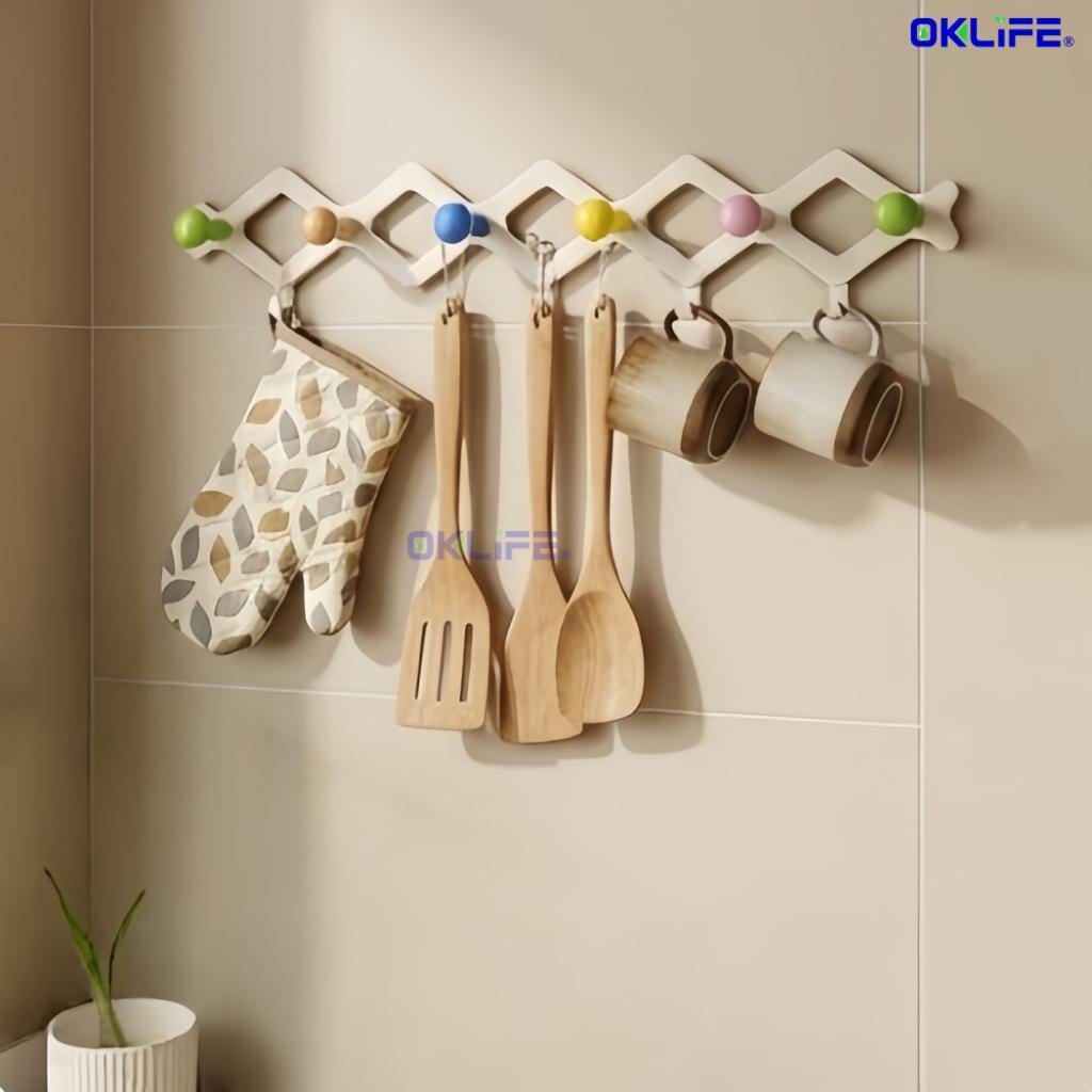 Punch Free Heavy Duty Adhesive Wall Hooks Colorful Fixed Knob Design Stylish Organizer for Clothes Bags view 3